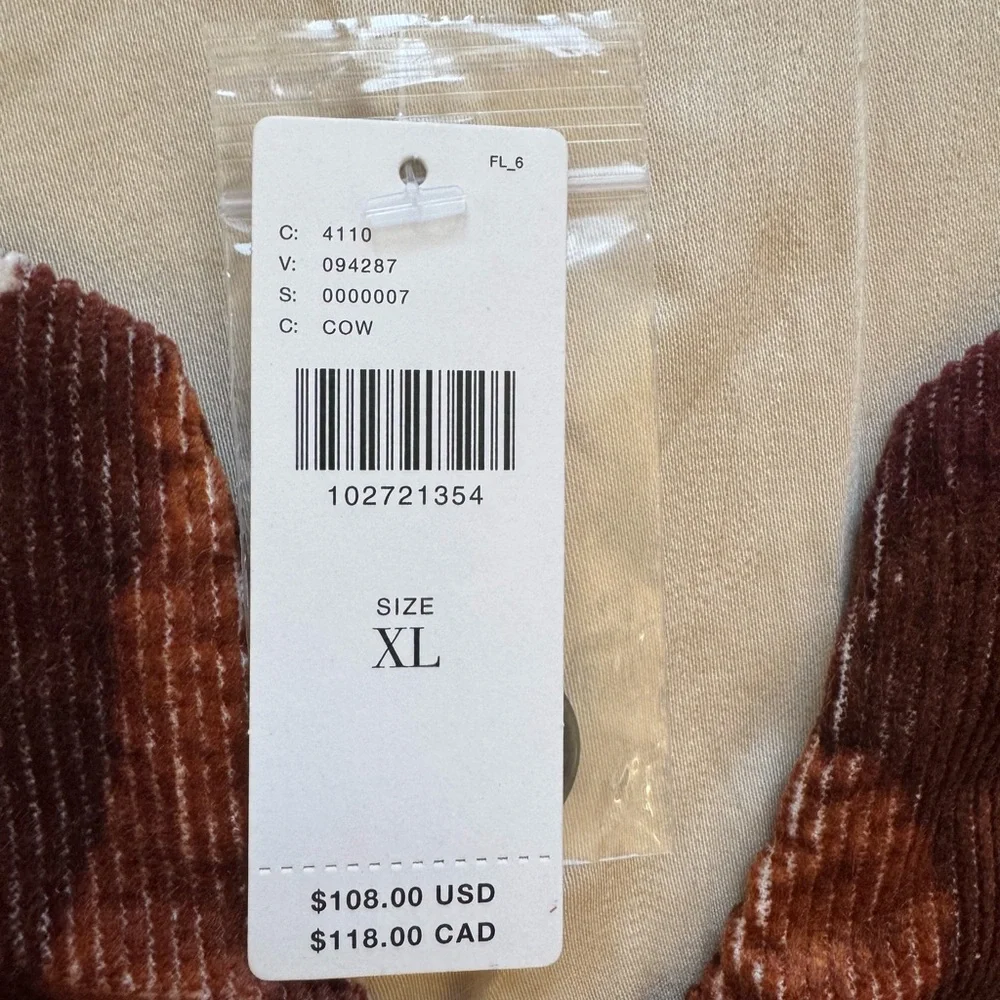 NWT Maeve Anthropologie Cowprint Button Front Brown Cream Corduroy Vest XL - Picture 6 of 11
